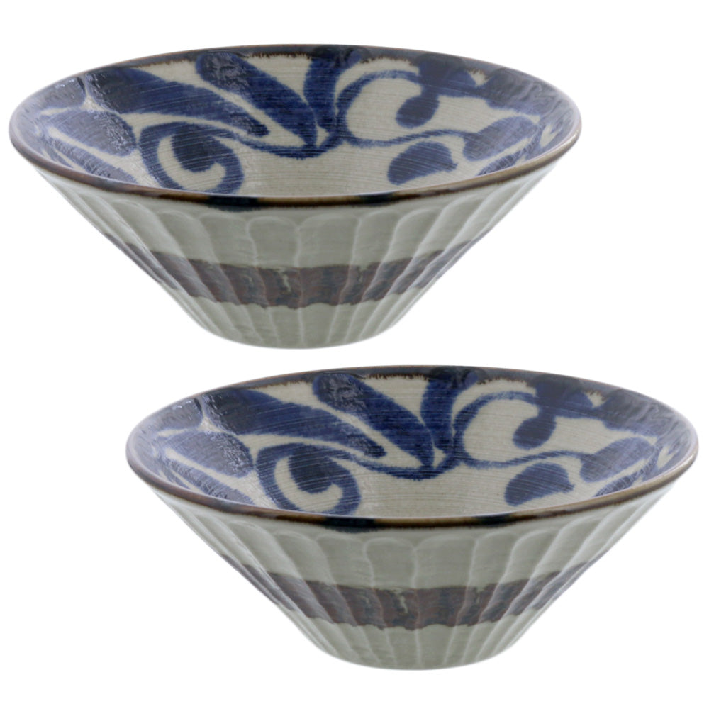 Ryukyukarakusa 7.3" Multi-Purpose Bowls Set of 2 - Blue