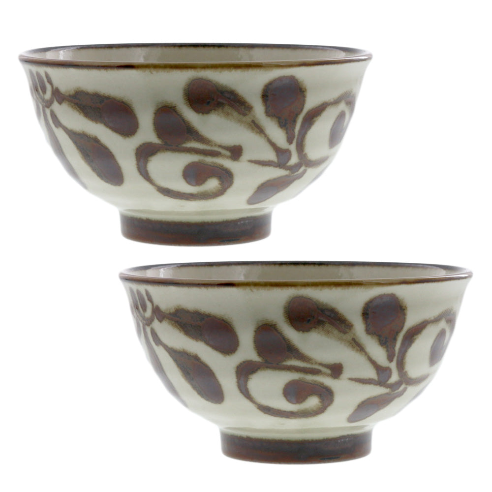 Ryukyukarakusa 6" Donburi Bowls Set of 2 - Mahogany