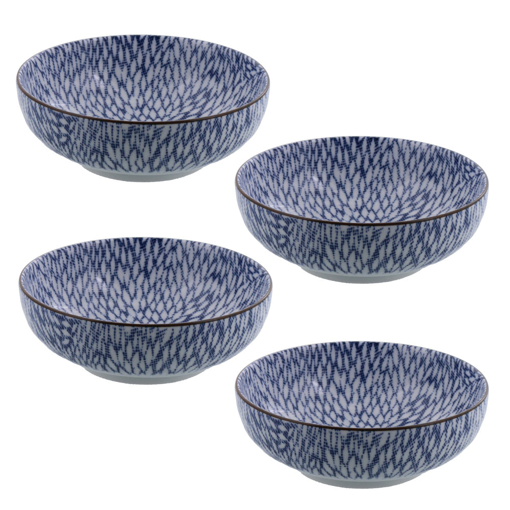 Nijimi Sometsuke 5.1" Blue Appetizer Bowls Set of 4 - Mujina Kiku