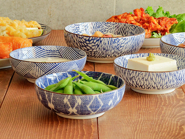 Nijimi Sometsuke 5.1" Blue Appetizer Bowls Set of 4 - Mujina Kiku