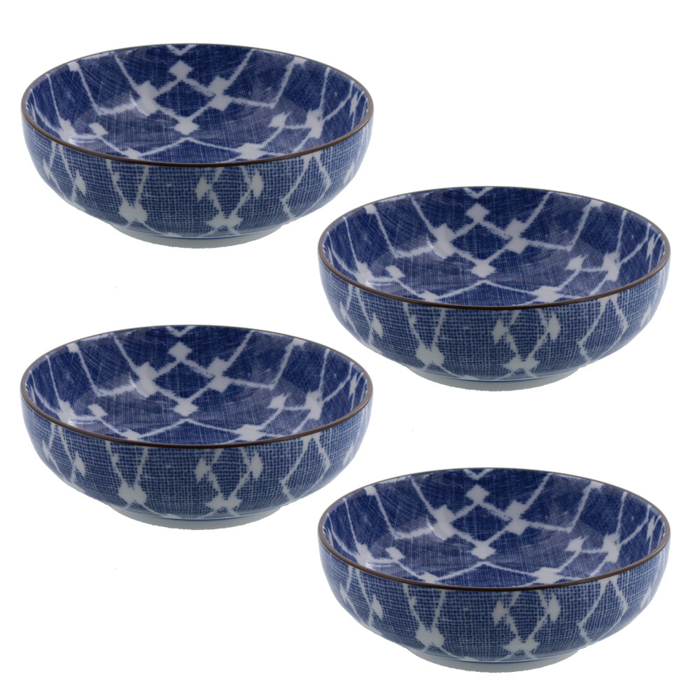 Nijimi Sometsuke 5.1" Blue Appetizer Bowls Set of 4 - Hishimon
