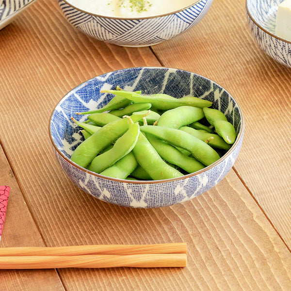 Nijimi Sometsuke 5.1" Blue Appetizer Bowls Set of 4 - Hishimon