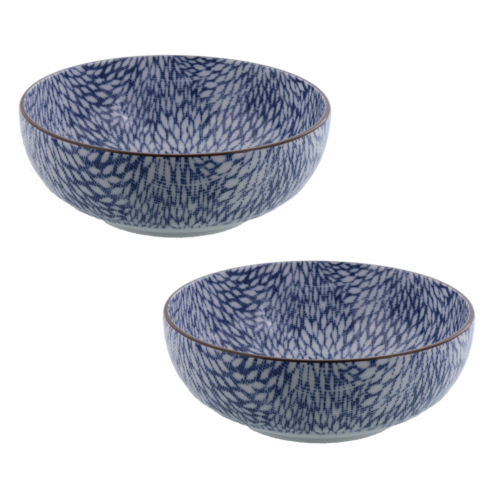 Nijimi Sometsuke 6.1" Blue Appetizer Bowls Set of 2 - Mujina Kiku