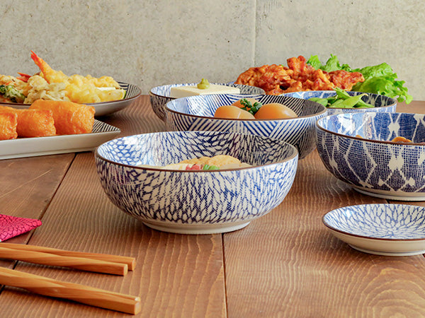 Nijimi Sometsuke 6.1" Blue Appetizer Bowls Set of 2 - Hishimon
