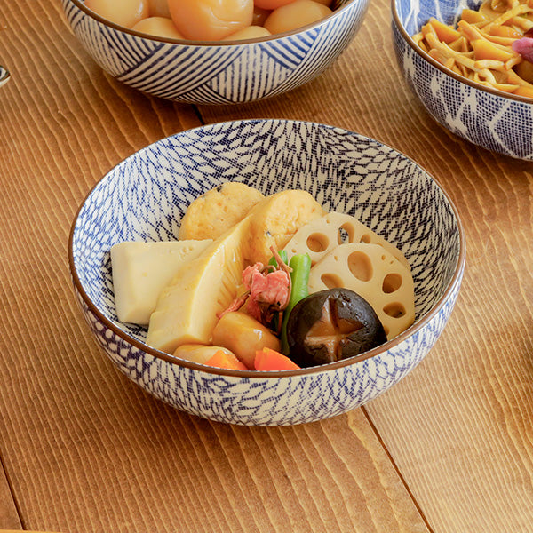 Nijimi Sometsuke 6.1" Blue Appetizer Bowls Set of 2 - Mujina Kiku