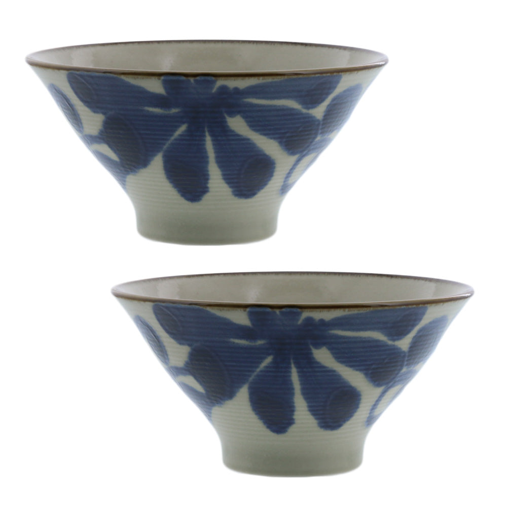 Ryukyukarakusa Trapezoidal Donburi Bowls Set of 2 - Blue