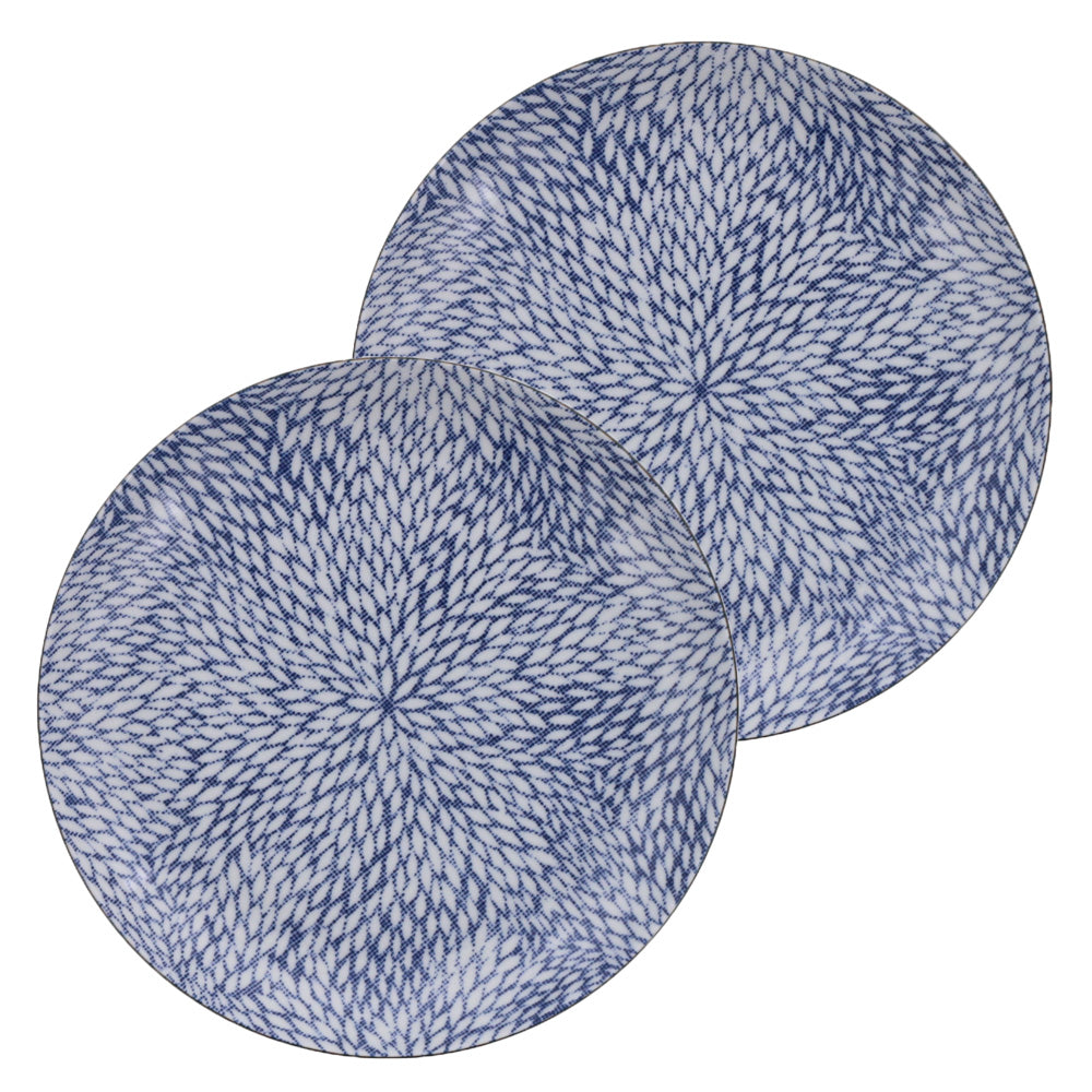 Nijimi Sometsuke Blue 8.5" Plates Set of 2 - Mujina Kiku