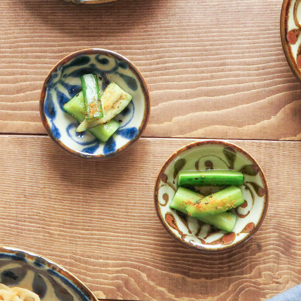 Ryukyukarakusa Mamezara 3.7" Condiment Dishes Set of 4 - Blue
