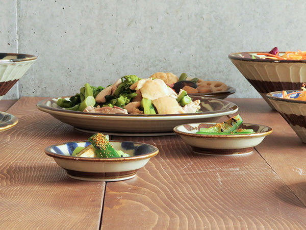 Ryukyukarakusa Mamezara 3.7" Condiment Dishes Set of 4 - Blue
