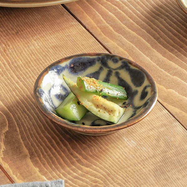 Ryukyukarakusa Mamezara 3.7" Condiment Dishes Set of 4 - Blue