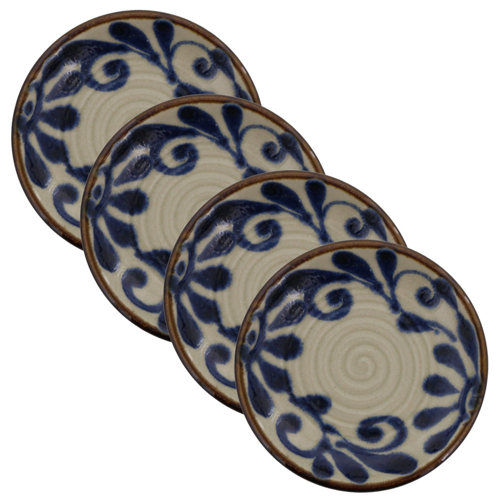 Ryukyukarakusa 6" Appetizer Plates Set of 4 - Blue