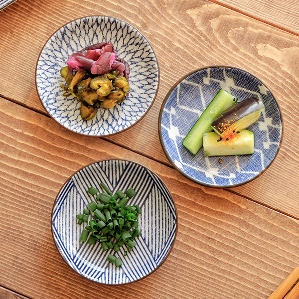 Nijimi Sometsuke 3.9" Blue Condiment Dishes Set of 4 Made in Japan - Mujina Kiku