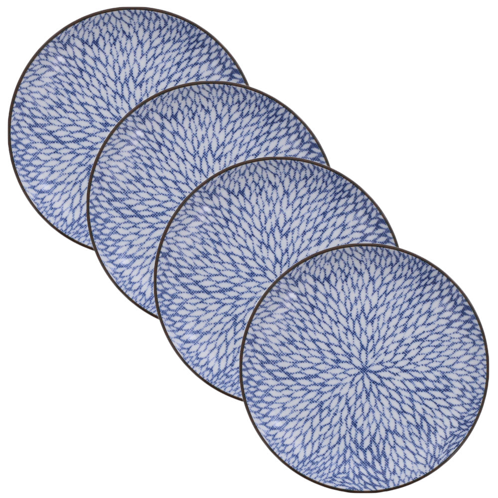 Nijimi Sometsuke 6.2" Blue Appetizer Plates Set of 4 - Mujina Kiku