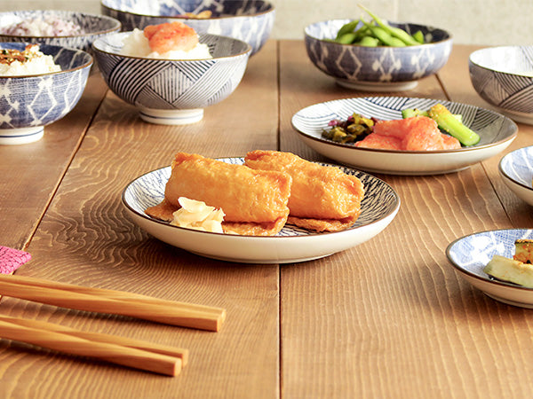 Nijimi Sometsuke 6.2" Blue Appetizer Plates Set of 4 - Hishimon