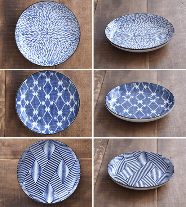 Nijimi Sometsuke 6.2" Blue Appetizer Plates Set of 4 - Mujina Kiku