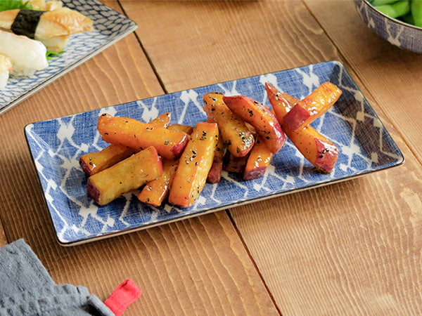 Nijimi Sometsuke Blue Rectangular Appetizer Plates Set of 2 - Hishimon