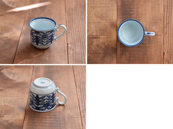 Blue and White Coffee Cup and Saucer Set of 2 - Flowers