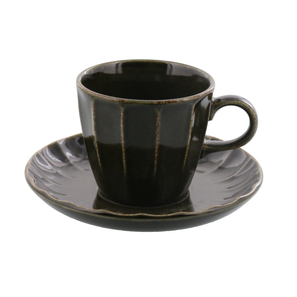Shinogi Coffee Cup and Saucer Set of 2 - Olive