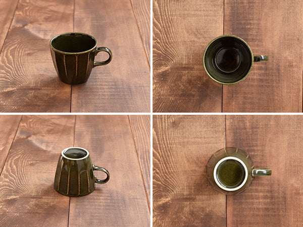 Shinogi Coffee Cup and Saucer Set of 2 - Olive