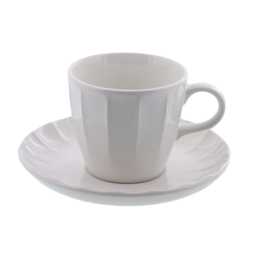 Shinogi White Coffee Cup and Saucer Set of 2