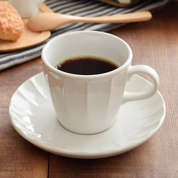 Shinogi White Coffee Cup and Saucer Set of 2