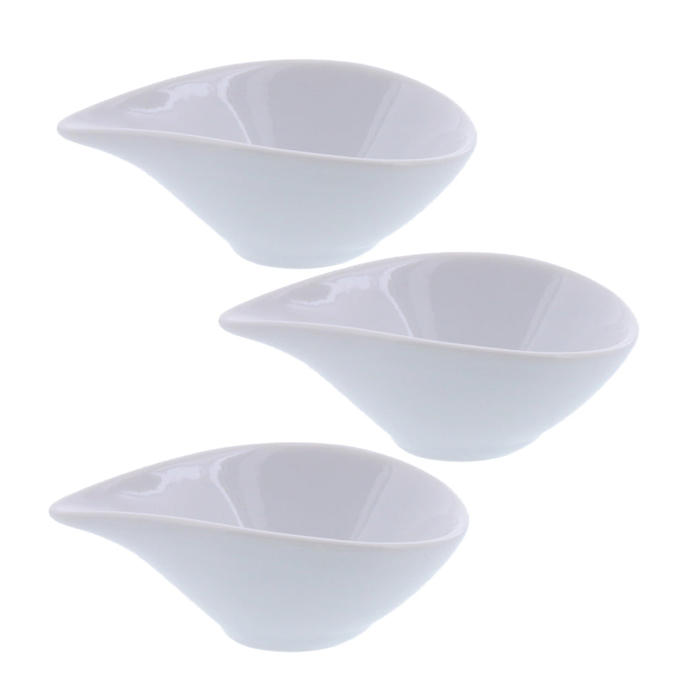 3.7" Sauce Bowls with Spout Set of 3 - White