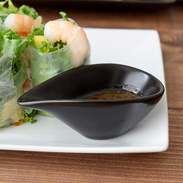 3.7" Sauce Dish with Spout Set of 3 - Black