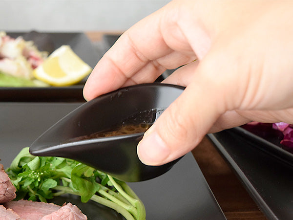 3.7" Sauce Dish with Spout Set of 3 - Black