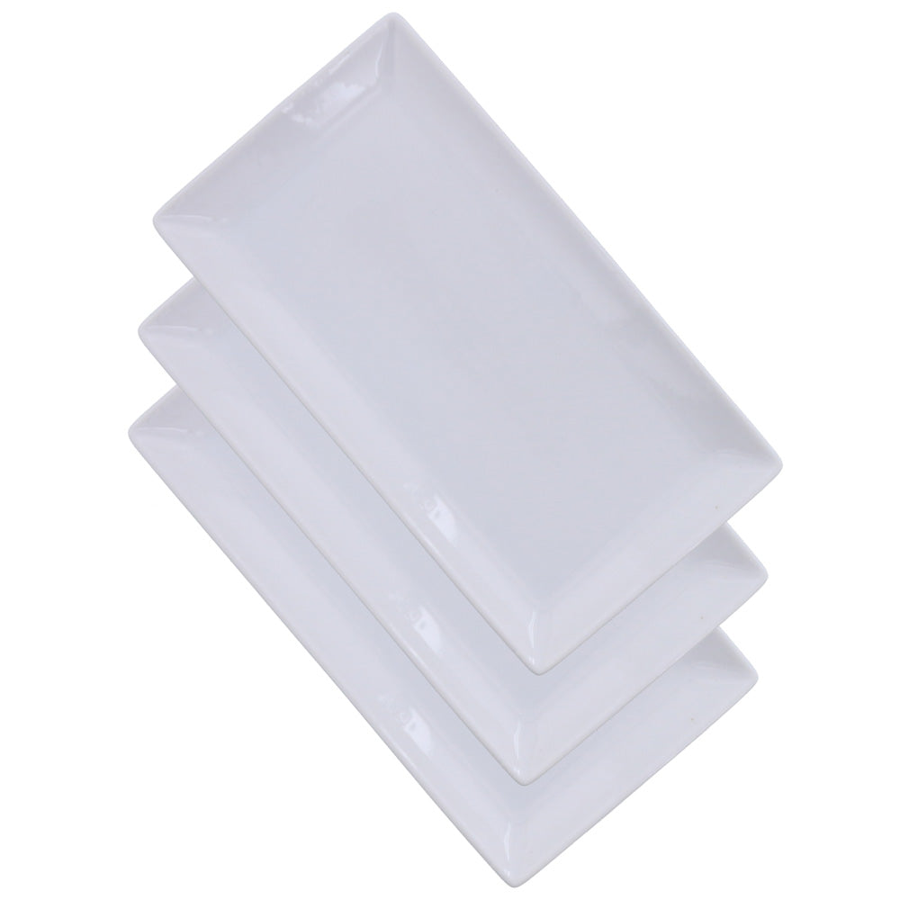 LAPIS 7.9" White Rectangular Plates Set of 3
