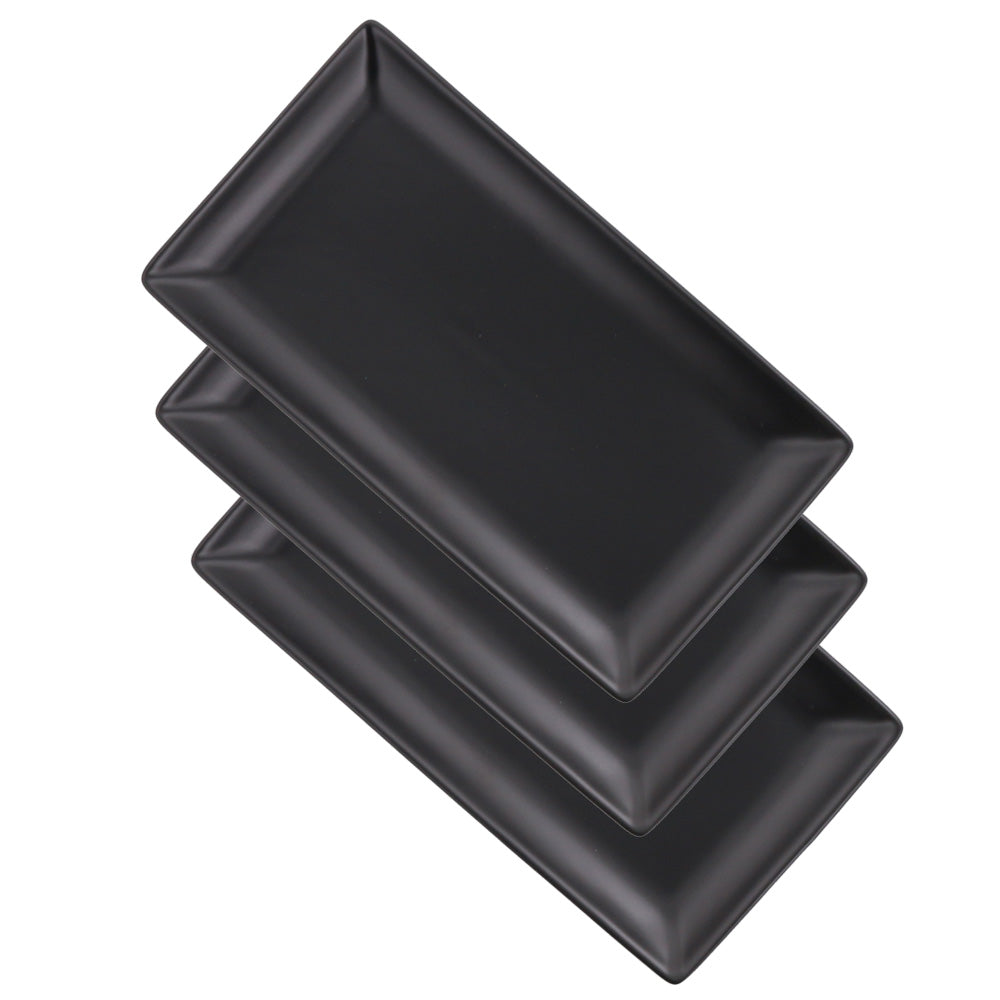 LAPIS 7.9" Black Rectangular Plates Set of 3