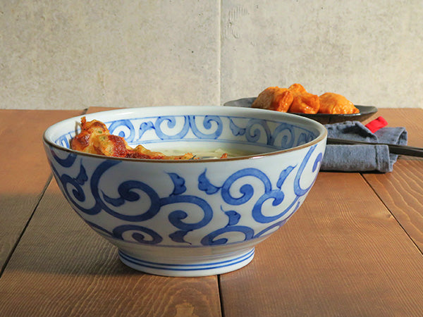 Some-Karakusa Udon Donburi Bowl with Chopsticks and Soup Spoons Set of 2