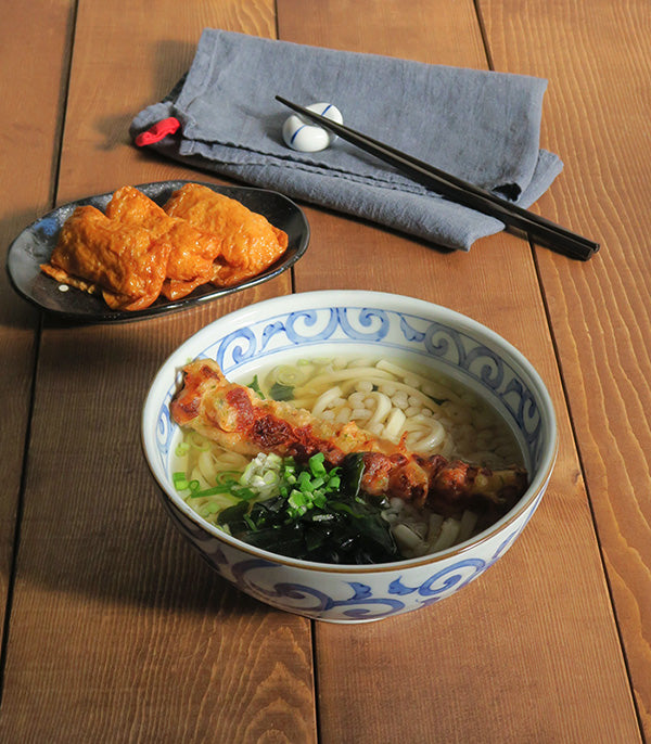 Some-Karakusa Udon Donburi Bowl with Chopsticks and Soup Spoons Set of 2