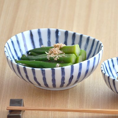 Tokusa Blue and White Stripe Appetizer Bowl Set of 4 - Small