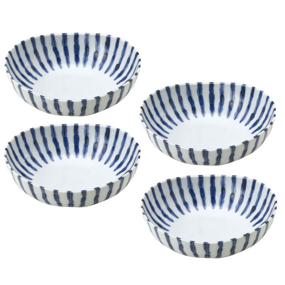 Tokusa Blue and White Stripe Appetizer Bowl Set of 4 - Small