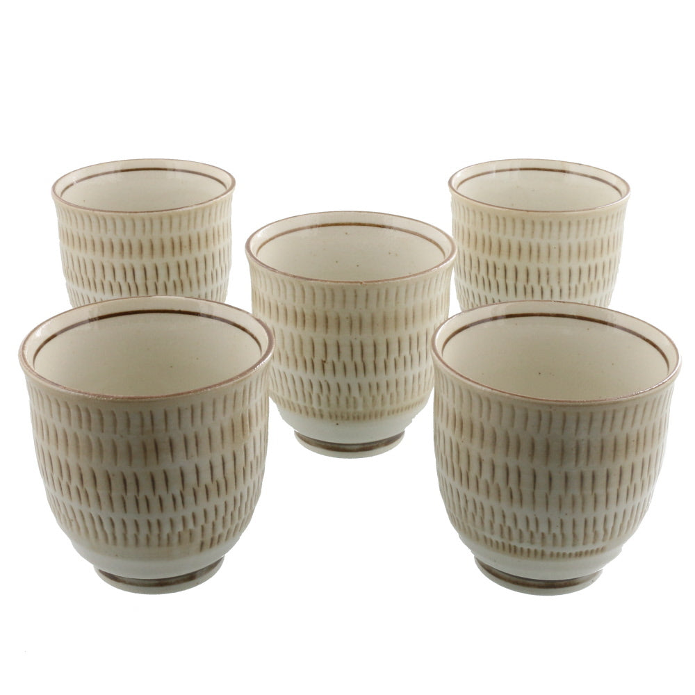 Japanese Tea cup for Nihoncha Sencha Green Tea Traditional Pattern (Minomingei) Set of 5