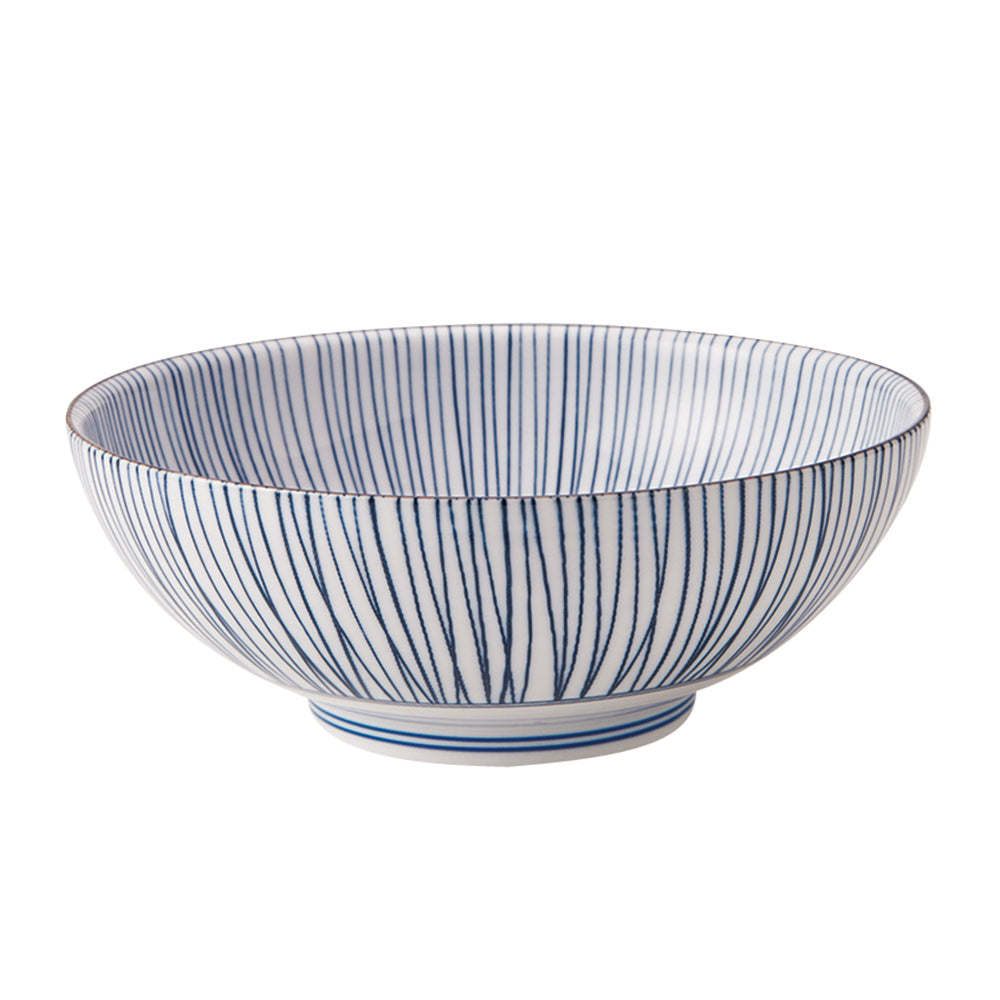 oso-Tokusa Large 51 oz Wide Mouth Ramen and Donburi Bowl - Blue/White