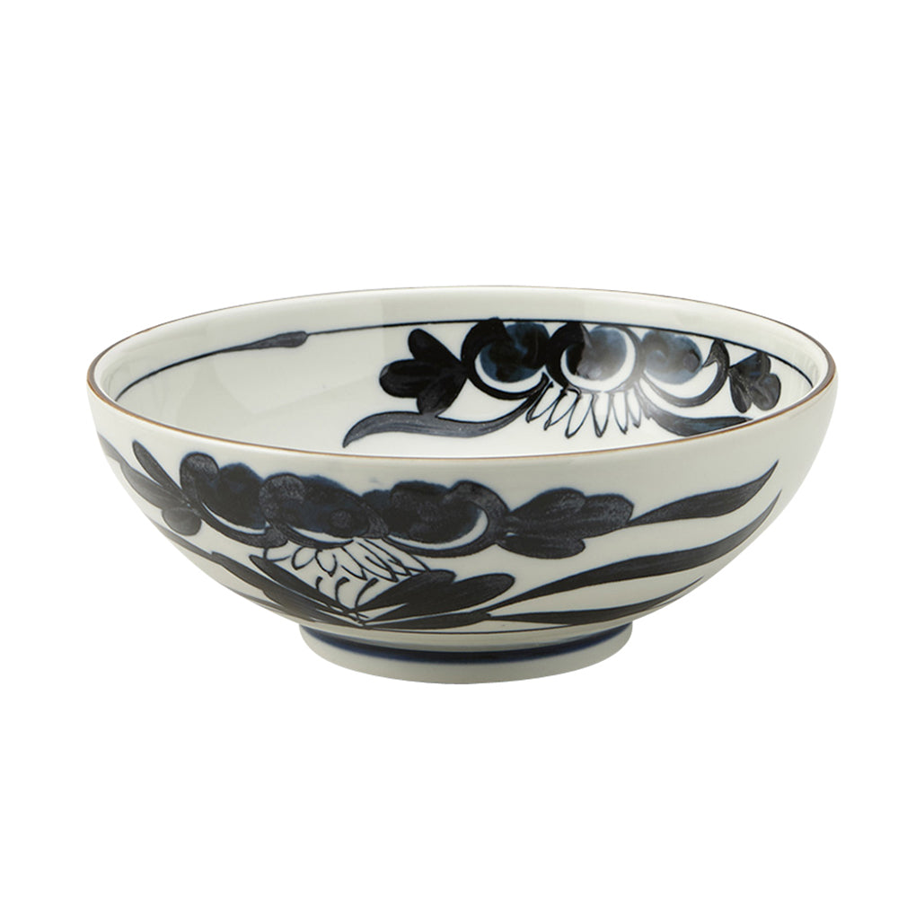 Large 51 oz Wide Mouth Ramen, Donburi Bowl Retro Flower (Kodai Souka)