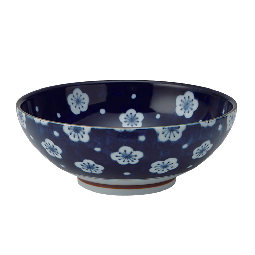 Large 51 oz Wide Mouth Ramen, Donbri Bowl Japanese Plum Blossoms (Fukubuku Ume)