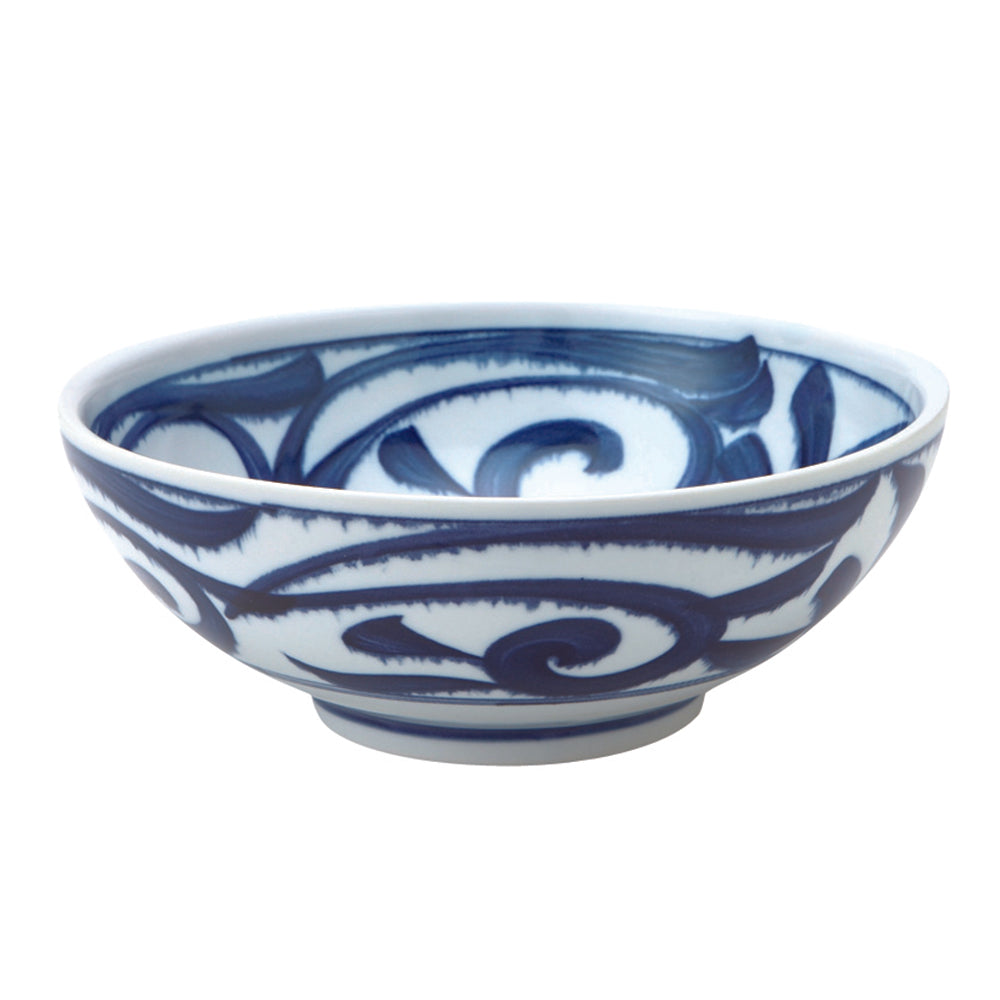 Large 51 oz Wide Mouth Ramen Noodle, Donburi Bowl Japanese Thick Arabesque (ISO Karakusa)