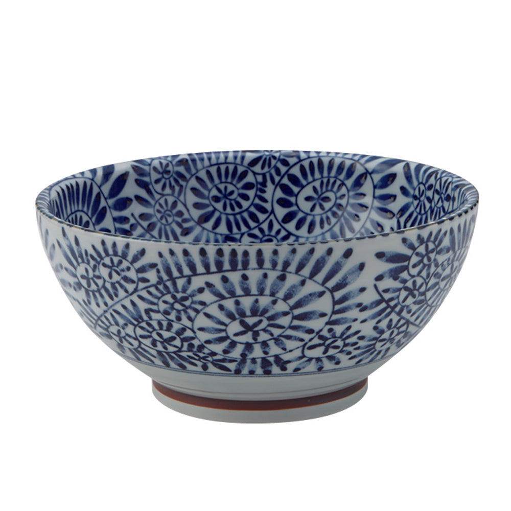 Large 40 oz Ramen, Donburi SANUKI Bowl Indigo Arabesque Print