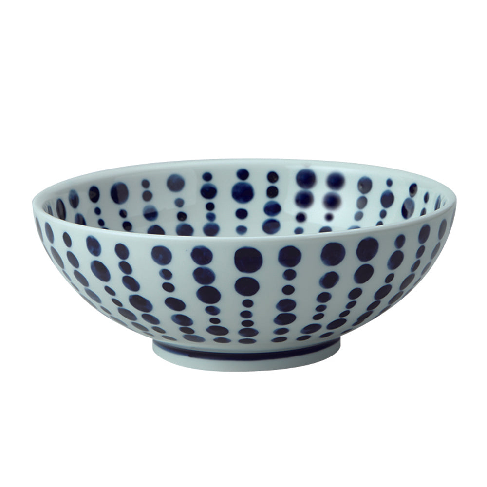 Large 51 oz Wide Mouth Ramen, Donburi Bowl Japanese Polka Dot (Tenmon)