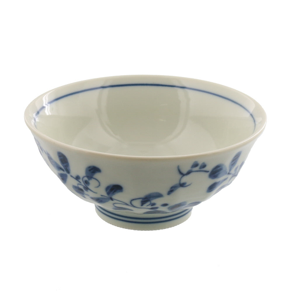 Larger Rice Bowl Set of 4 Japanese Retro Design White x Blue – Zen