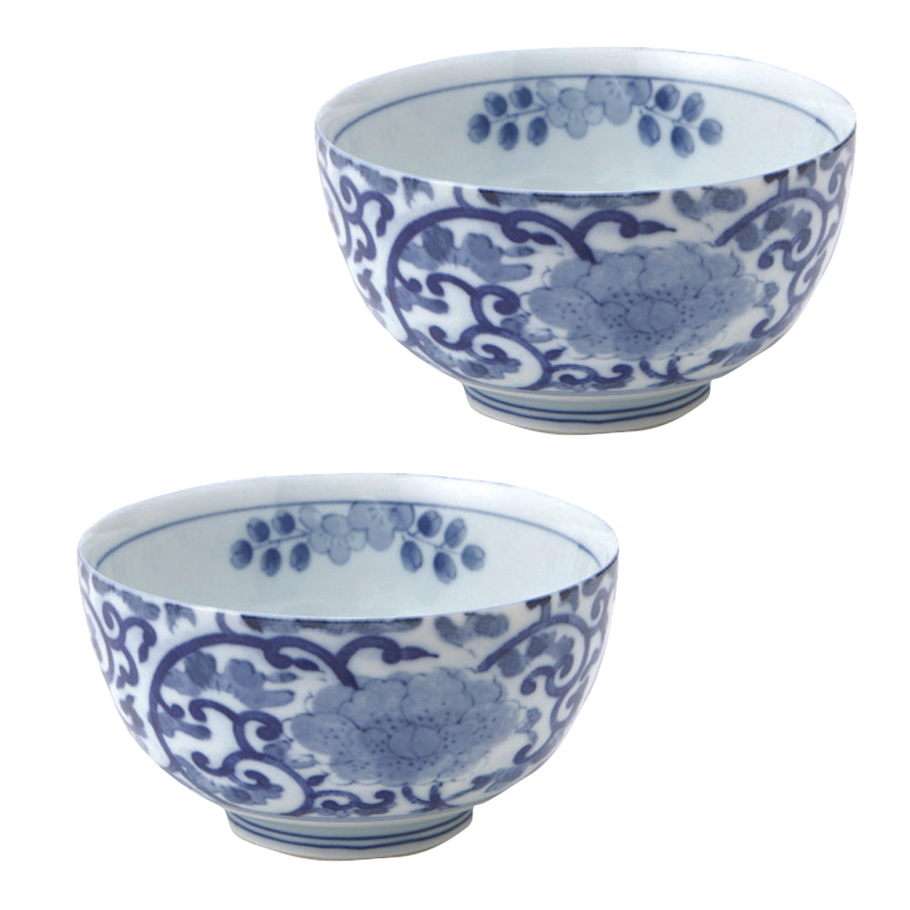 Aizome-Karakusa Multi-Purpose Donburi Bowl Set of 2