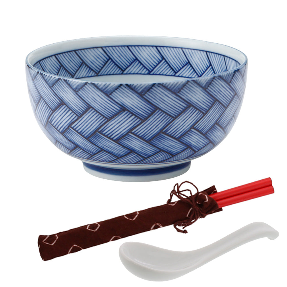 Ajiromon Multi-Purpose Donburi Bowl with Chopsticks and Soup Spoon - Large