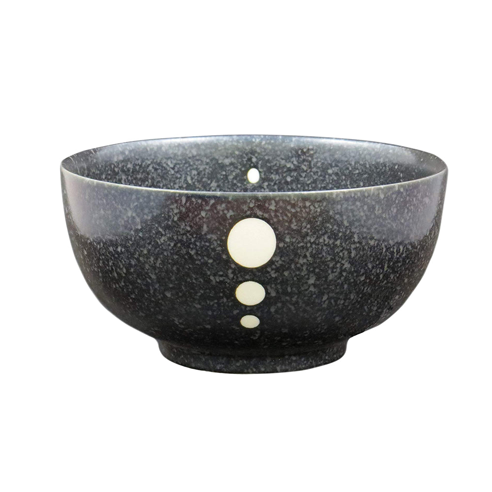 Large Multi-Purpose Donburi Bowl - Black with White Polka Dots