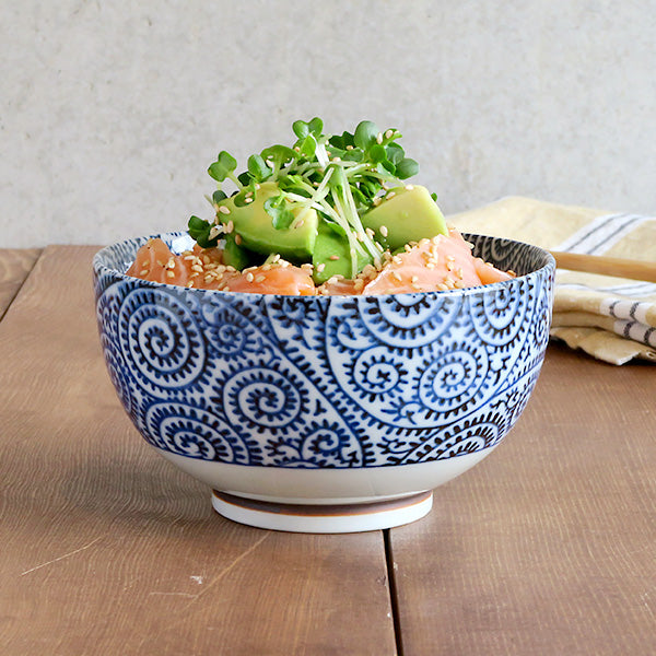 Blue Multi-Purpose Donburi Bowl with Chopsticks Set of 2