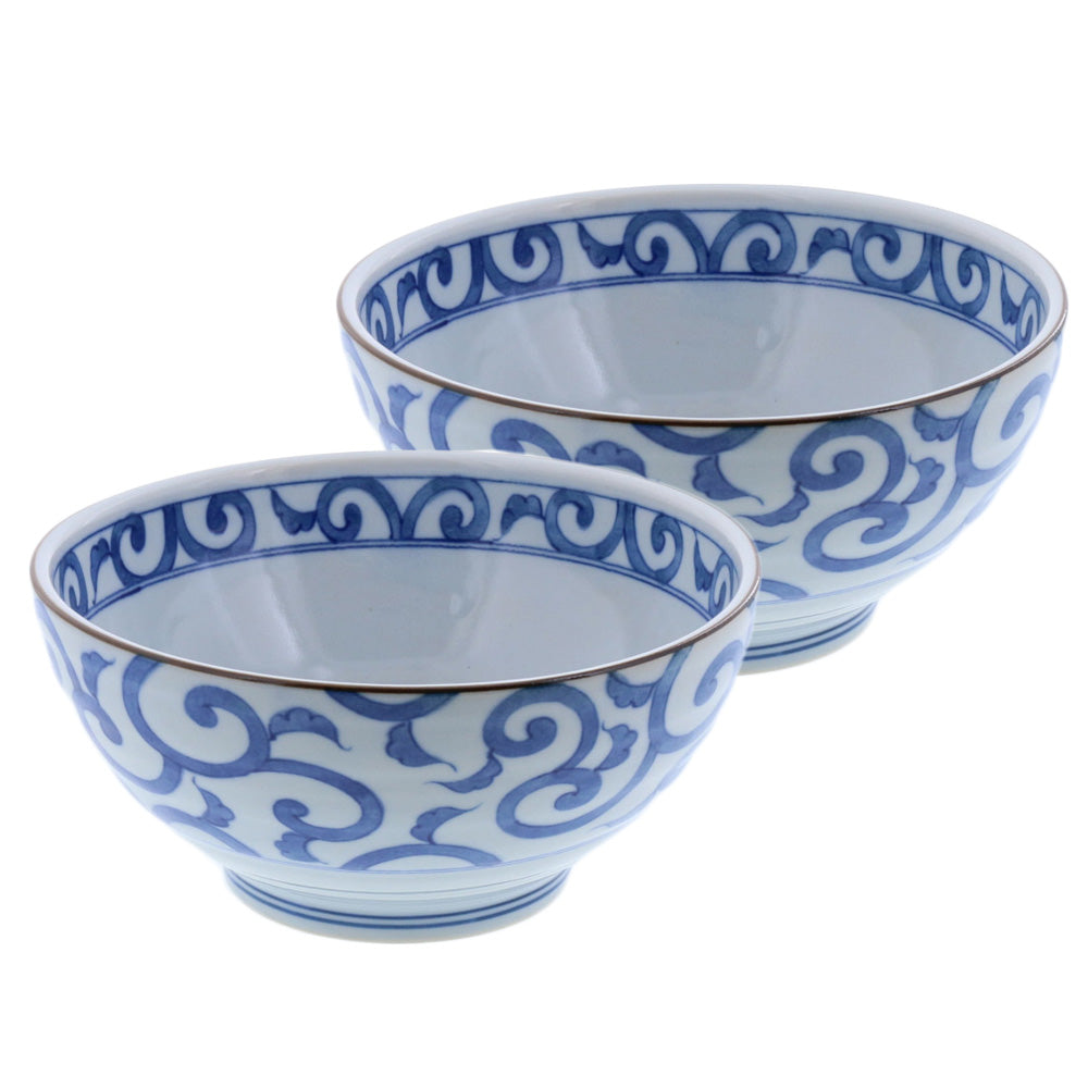 Some-Karakusa Udon Donburi Bowl Set of 2