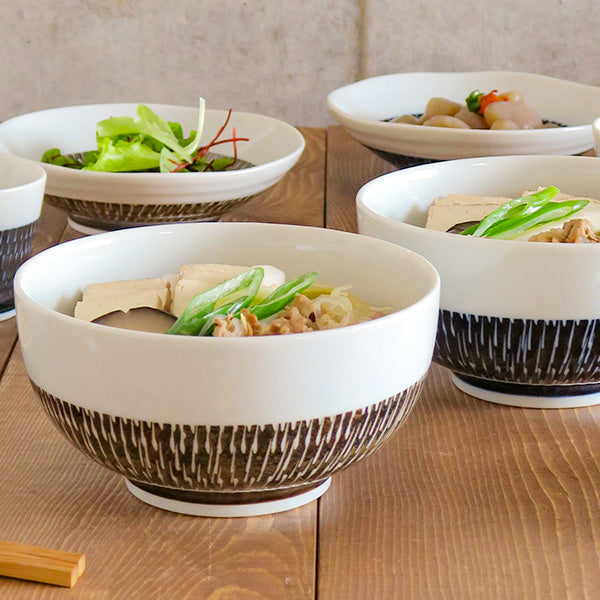 Tobikanna Multi-Purpose Bowls with Chopsticks and Soup Spoons Set of 2 - Brown