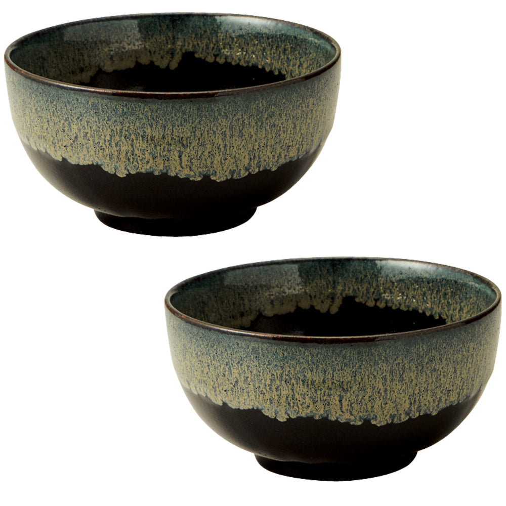 Tenmoku Shironagashi 6.3" Multi-Purpose Donburi Bowls Set of 2