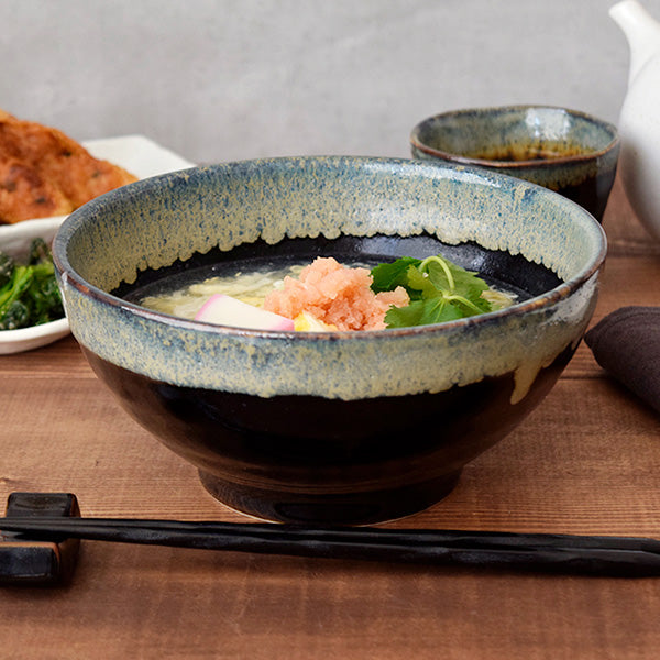 Tenmoku Shironagashi 7.3" Multi-Purpose Sanuki Donburi Bowls Set of 2